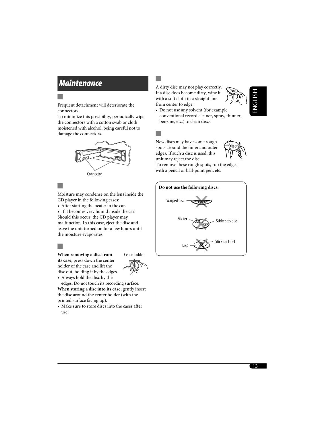 JVC kd-g162, KD-G161 manual Maintenance 