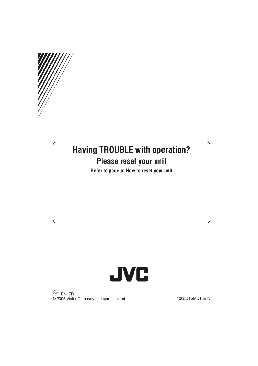 JVC KD-G161, kd-g162 manual Having Trouble with operation? 