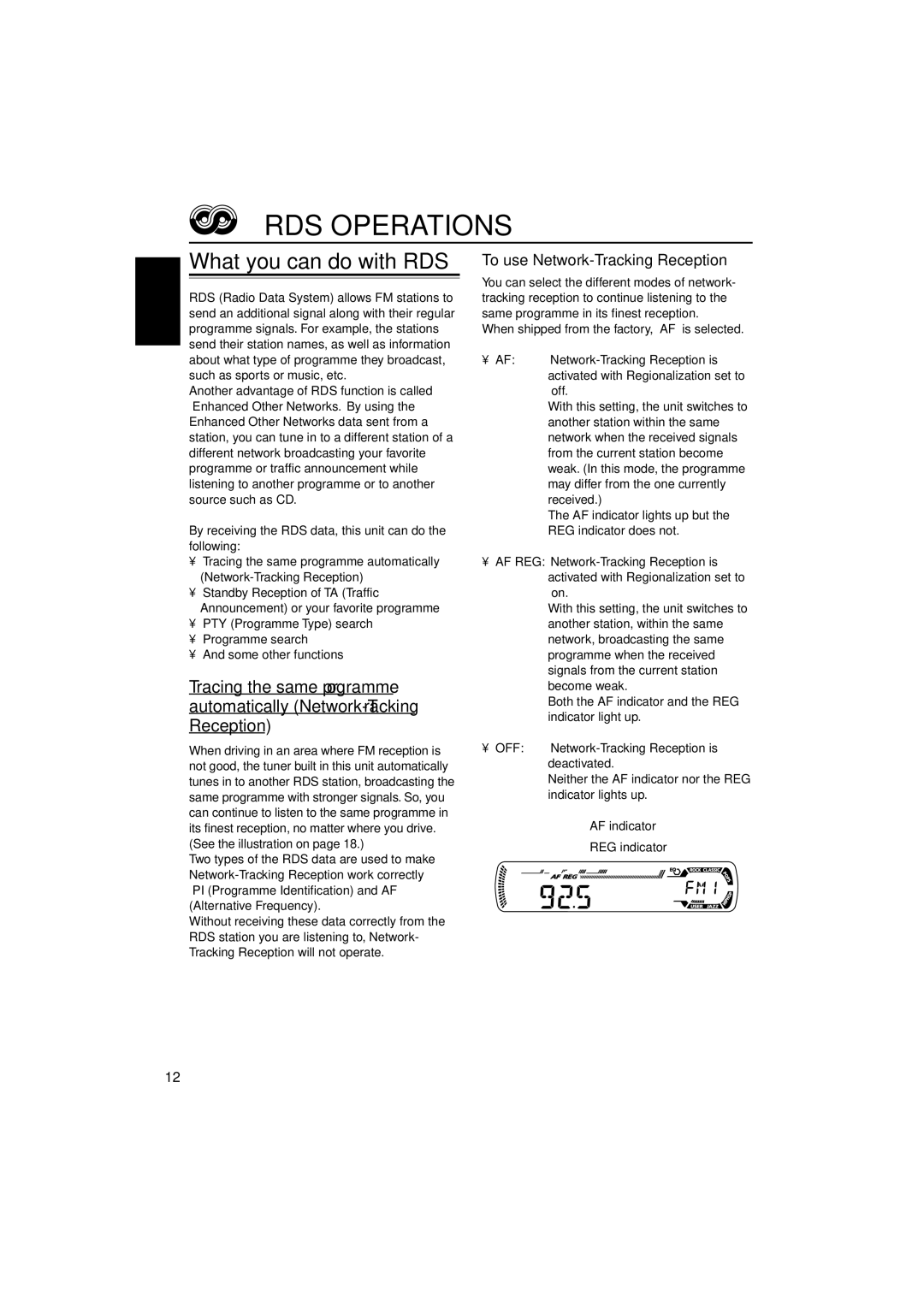 JVC KD-G202, KD-G201 manual RDS Operations, What you can do with RDS, To use Network-Tracking Reception 