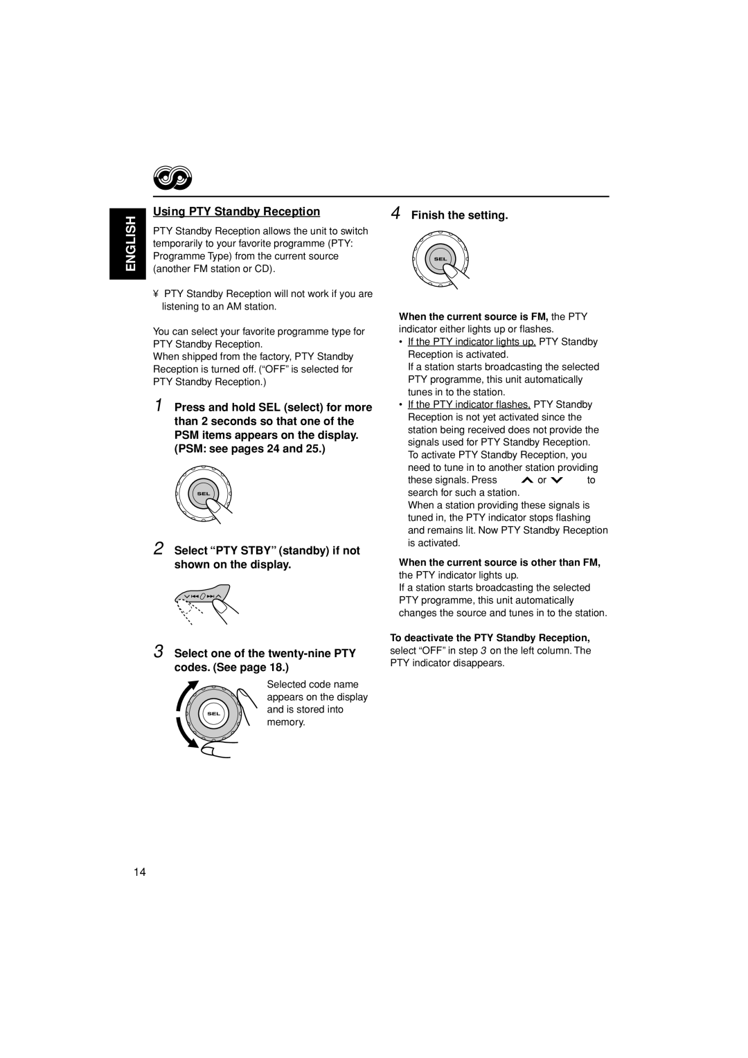 JVC KD-G202, KD-G201 manual Using PTY Standby Reception, To deactivate the PTY Standby Reception 