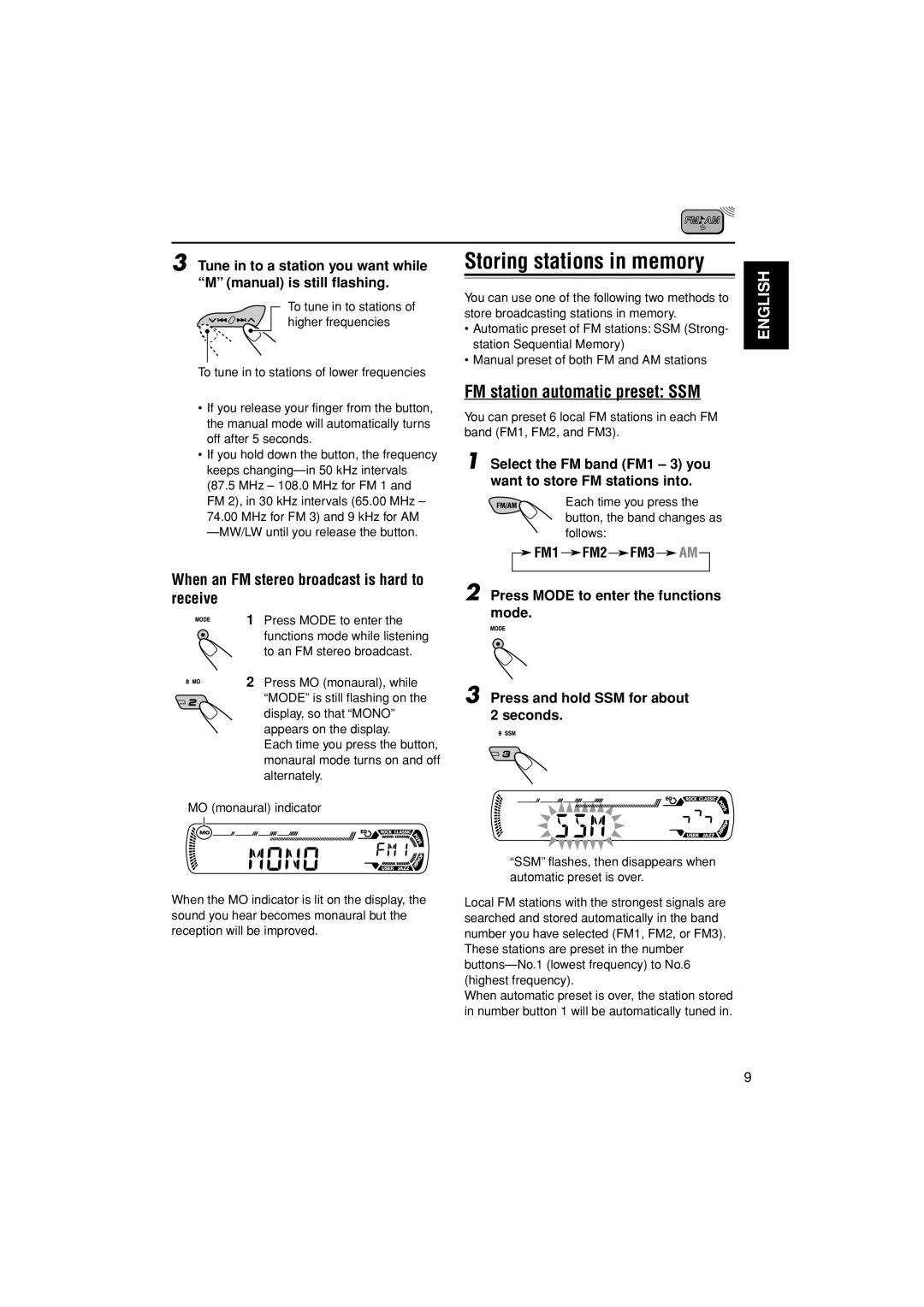 JVC KD-G201, KD-G202 manual Storing stations in memory 