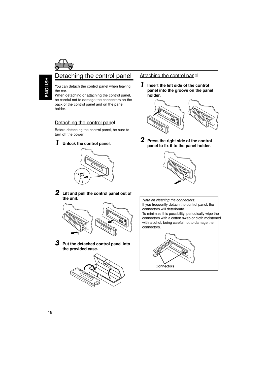 JVC KD-G202, KD-G201 manual Detaching the control panel 