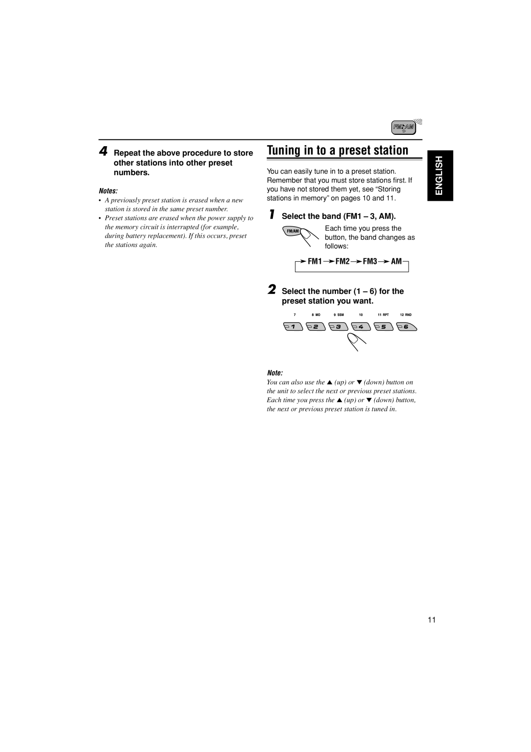 JVC KD-G205 manual Tuning in to a preset station 