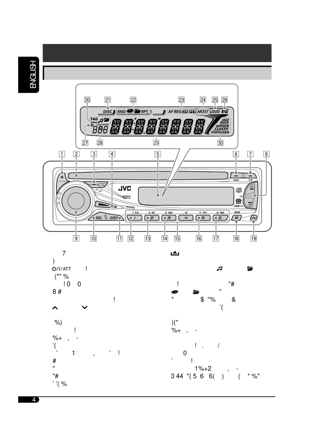 JVC KD-G332, KD-G333, KD-G331 manual Parts identification, Display window 