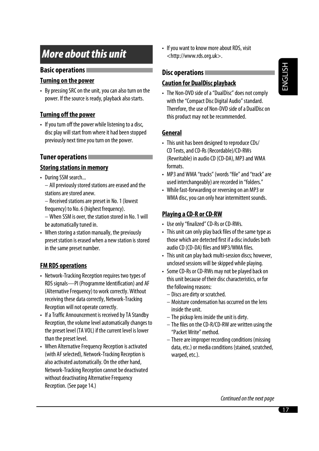 JVC KD-G343 manual More about this unit 