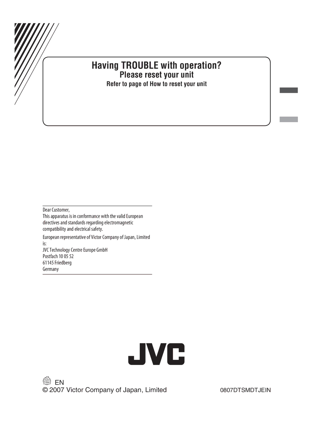 JVC KD-G343 manual Having Trouble with operation? 