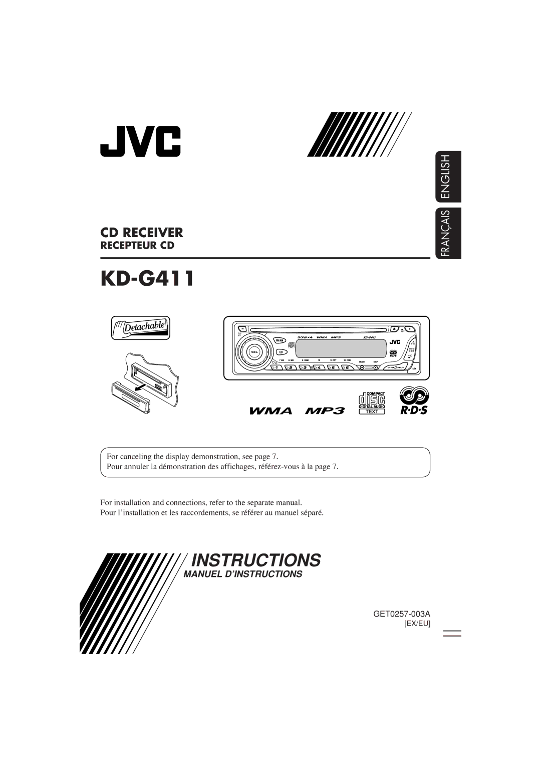 JVC KD-G411 manual 