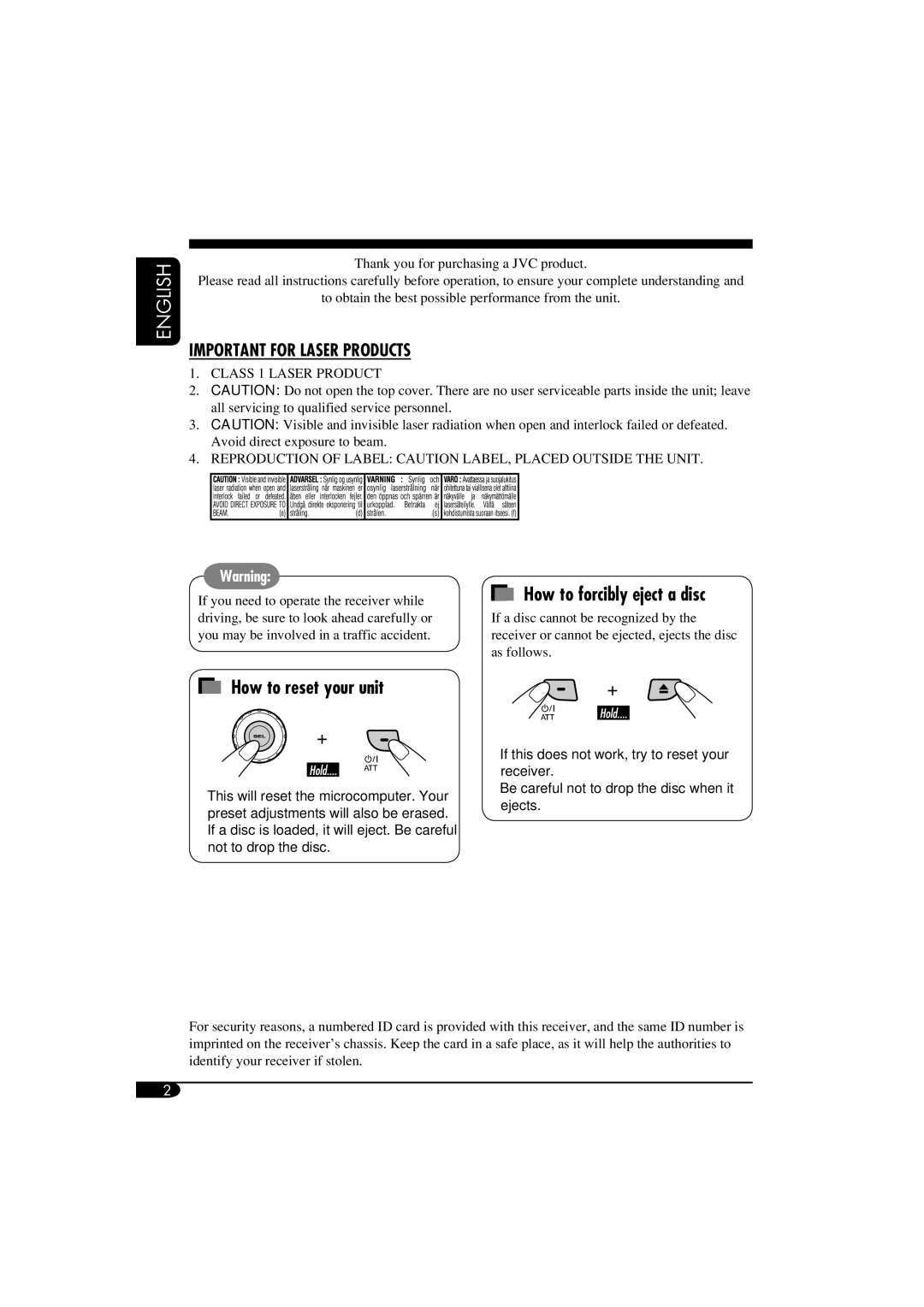 JVC KD-G411 manual How to reset your unit 