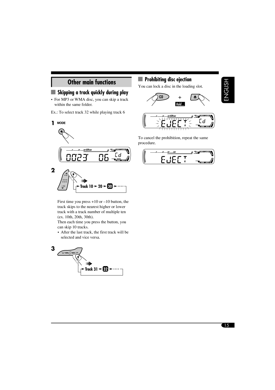 JVC KD-G411 manual Other main functions 