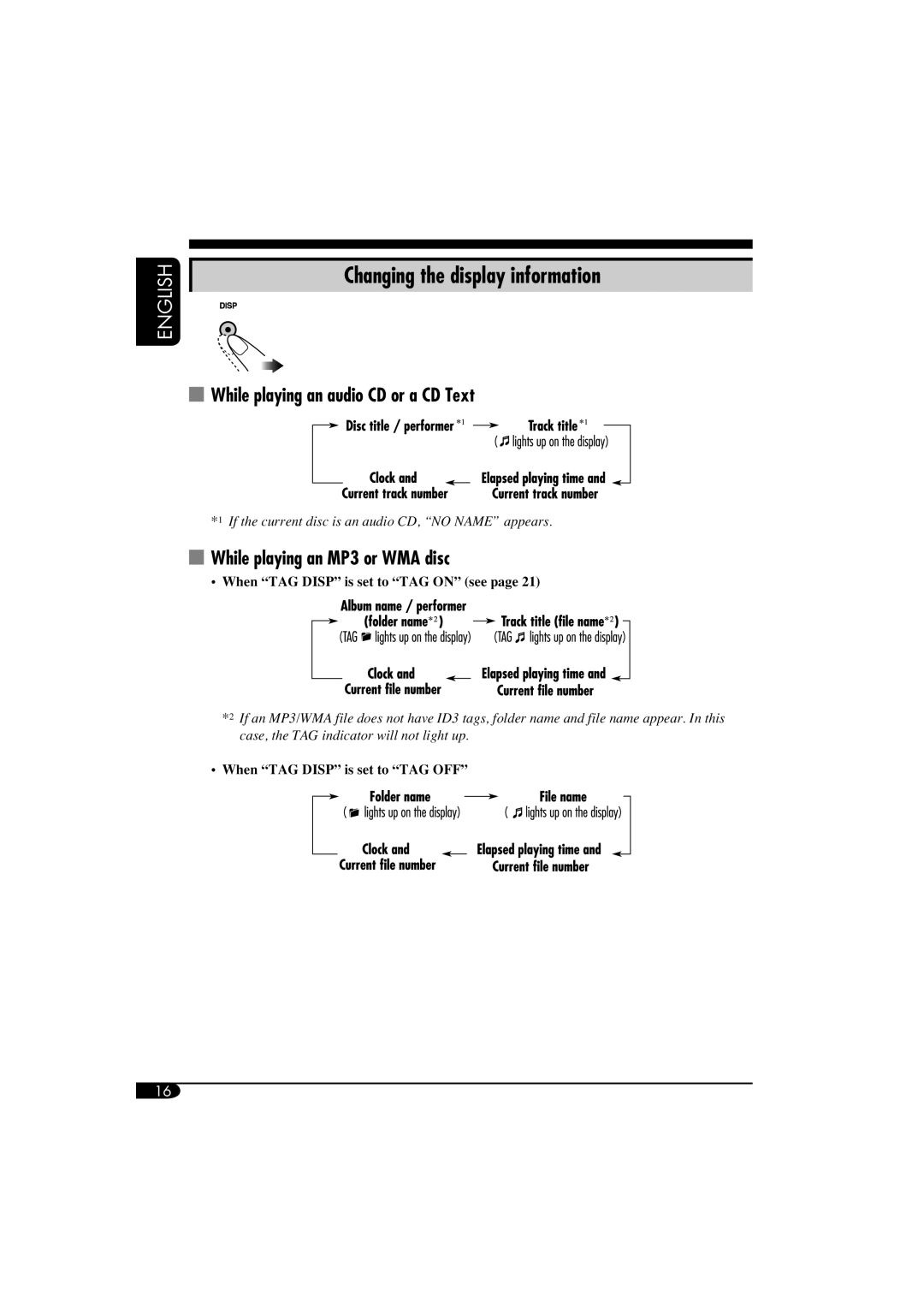 JVC KD-G411 manual Changing the display information 