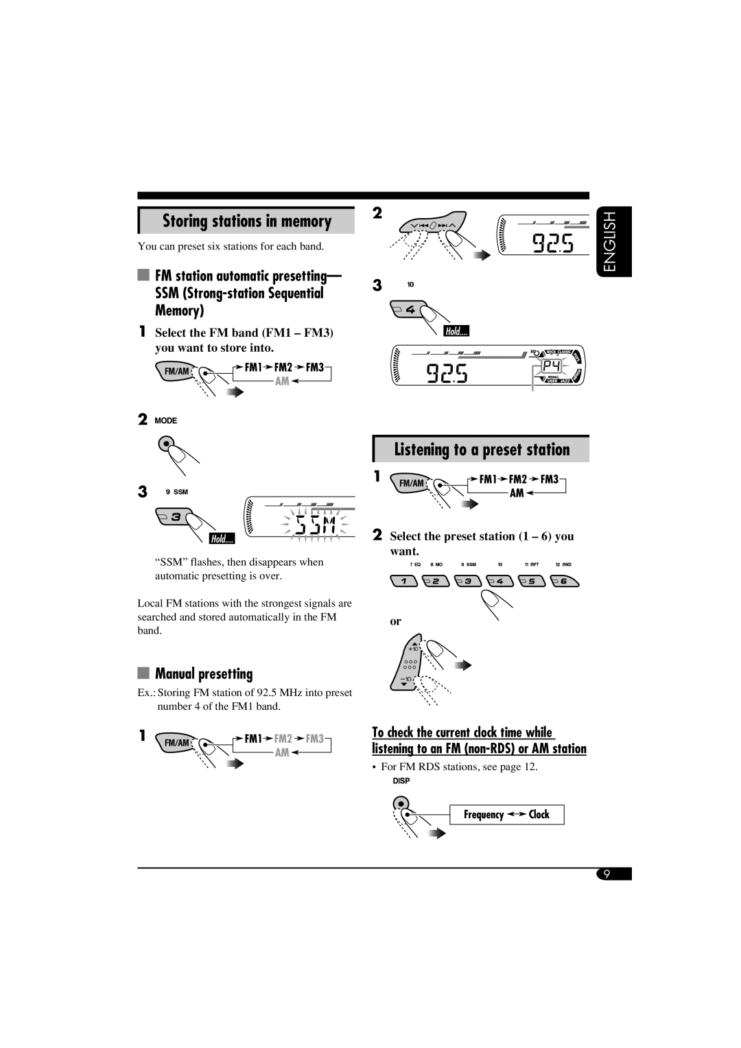 JVC KD-G411 manual Storing stations in memory, Manual presetting 