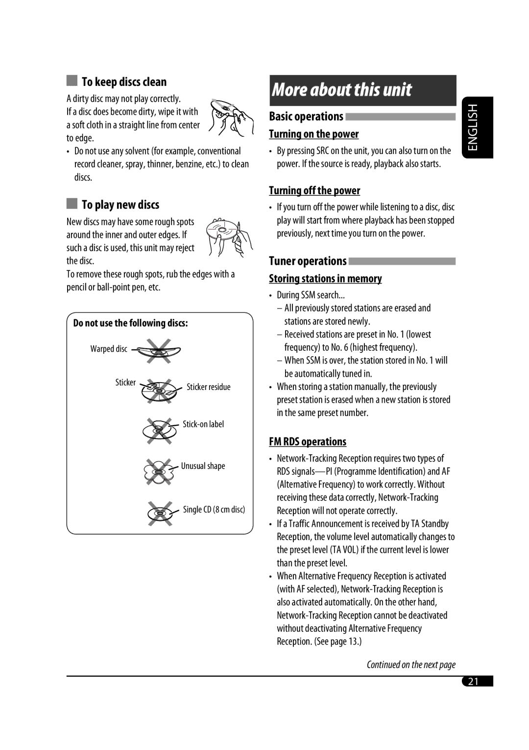 JVC KD-G431 manual More about this unit, To keep discs clean, To play new discs 