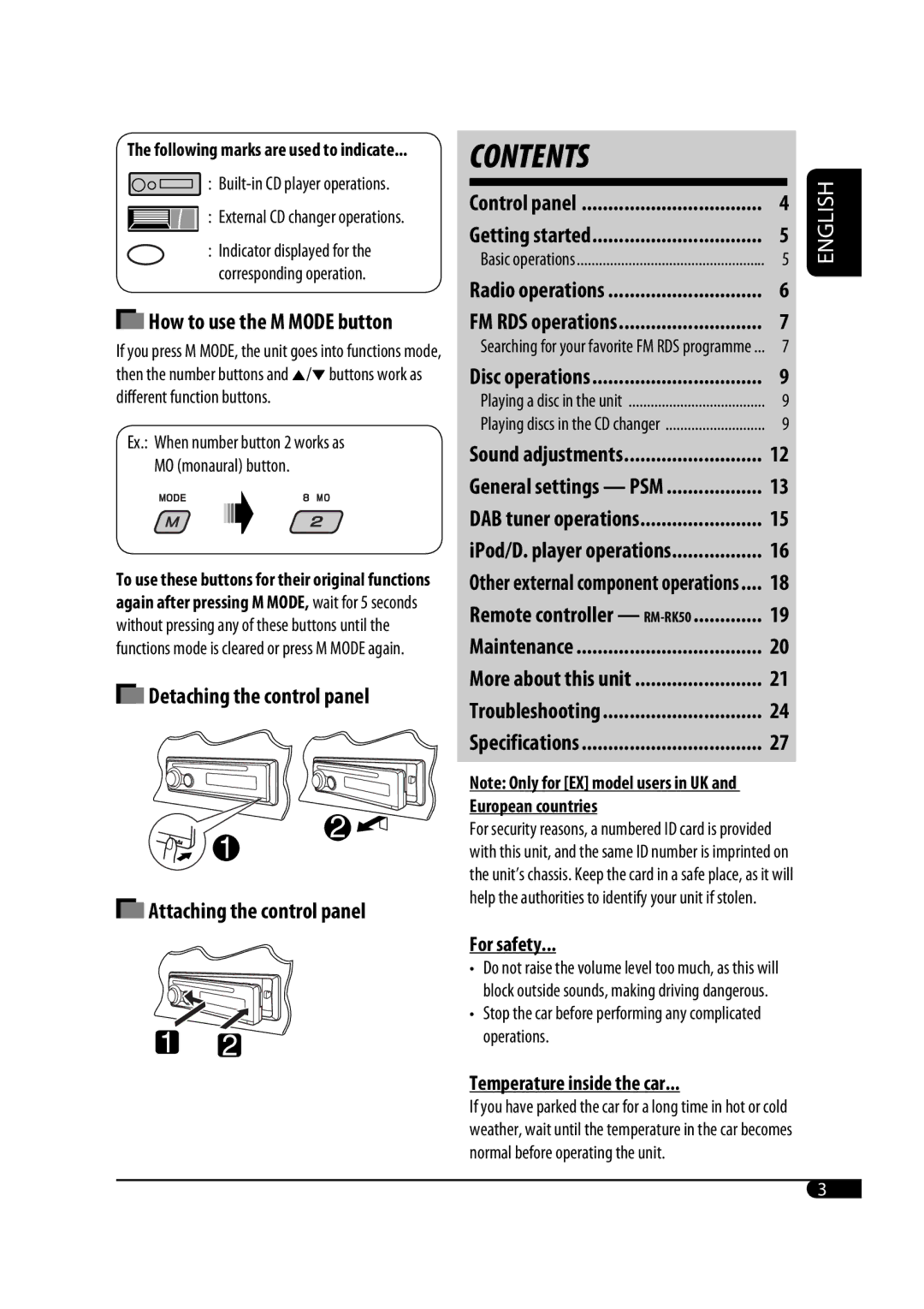 JVC KD-G431 manual Contents 