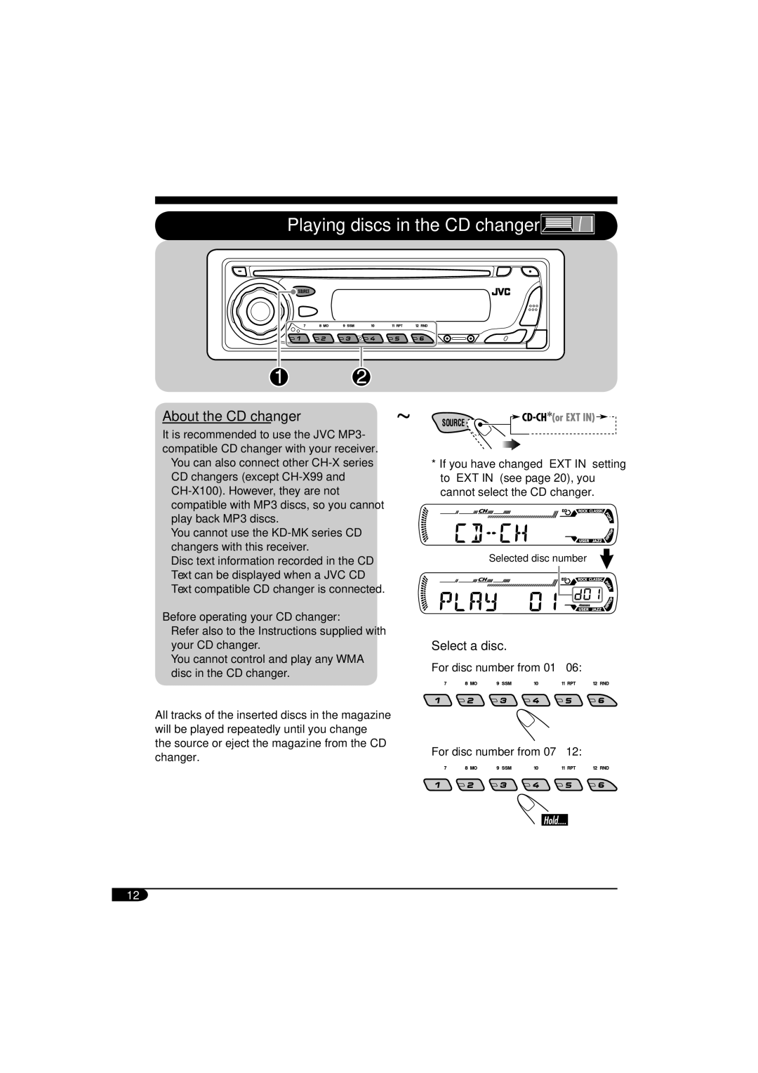 JVC KD-G464 manual Playing discs in the CD changer, About the CD changer 