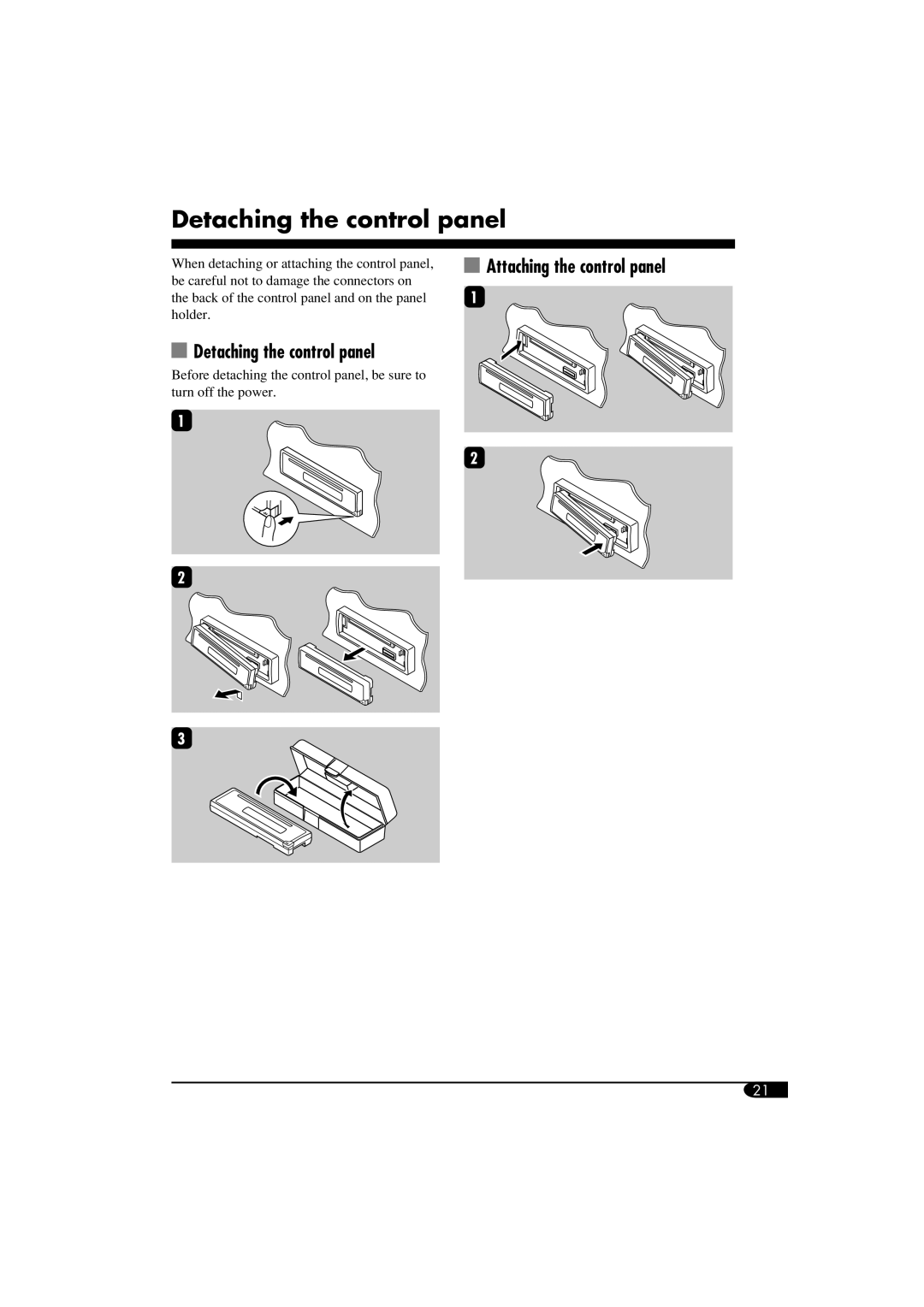 JVC KD-G464 manual Detaching the control panel 