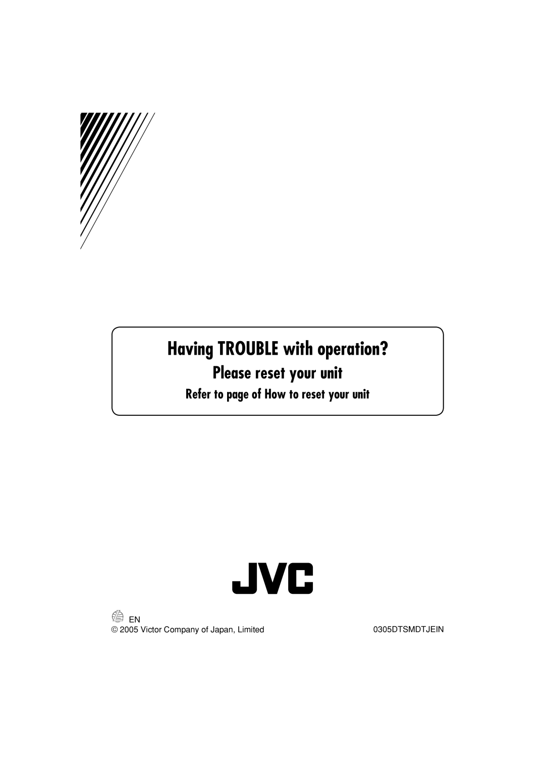 JVC KD-G464 manual Having Trouble with operation?, Refer to page of How to reset your unit 