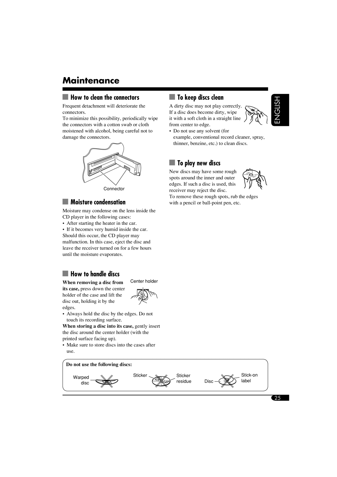 JVC KD-G515 manual Maintenance 