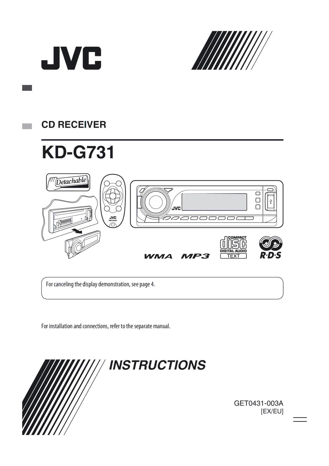 JVC KD-G731 manual 