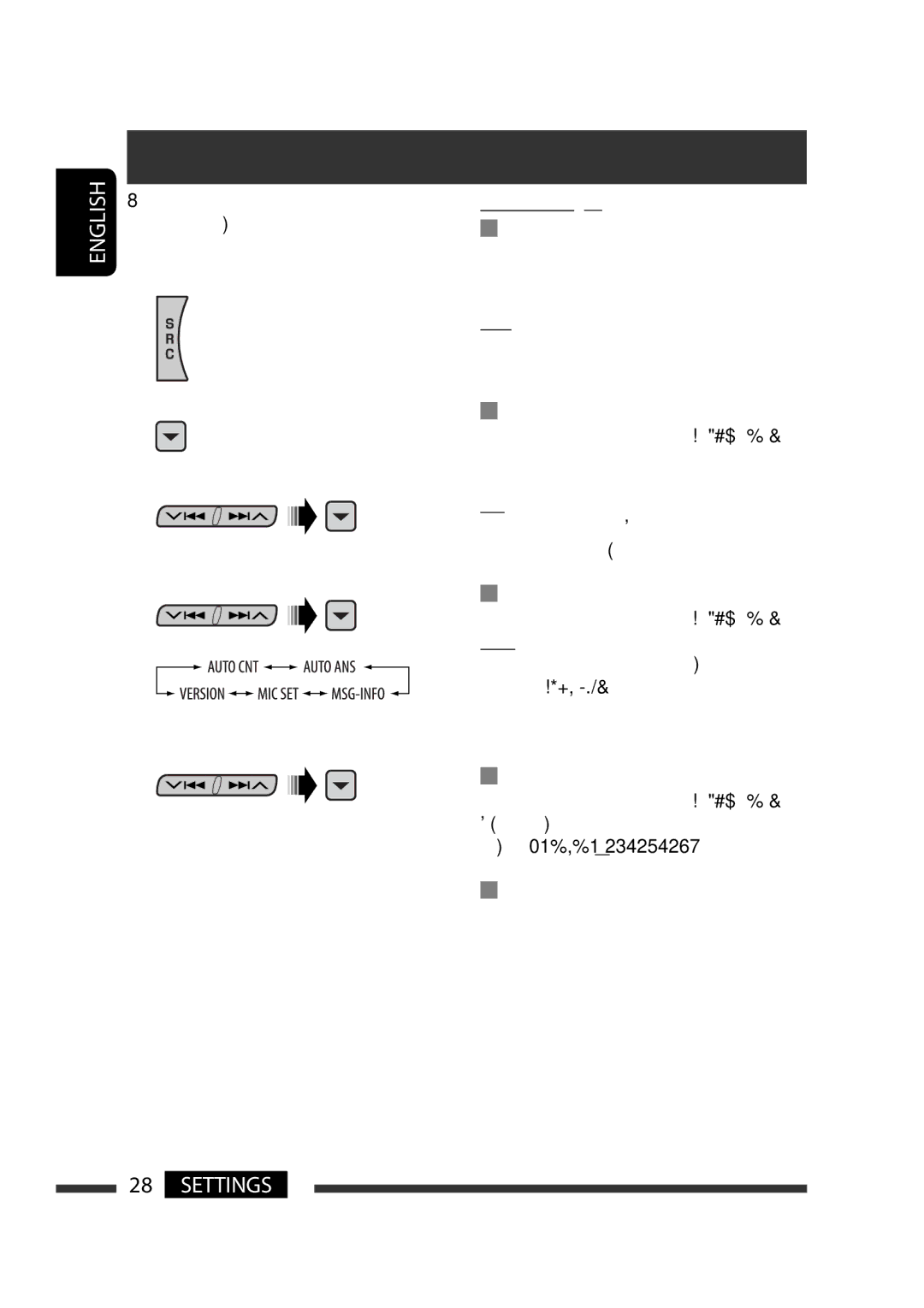 JVC KD-G731 manual Bluetooth settings, Version 