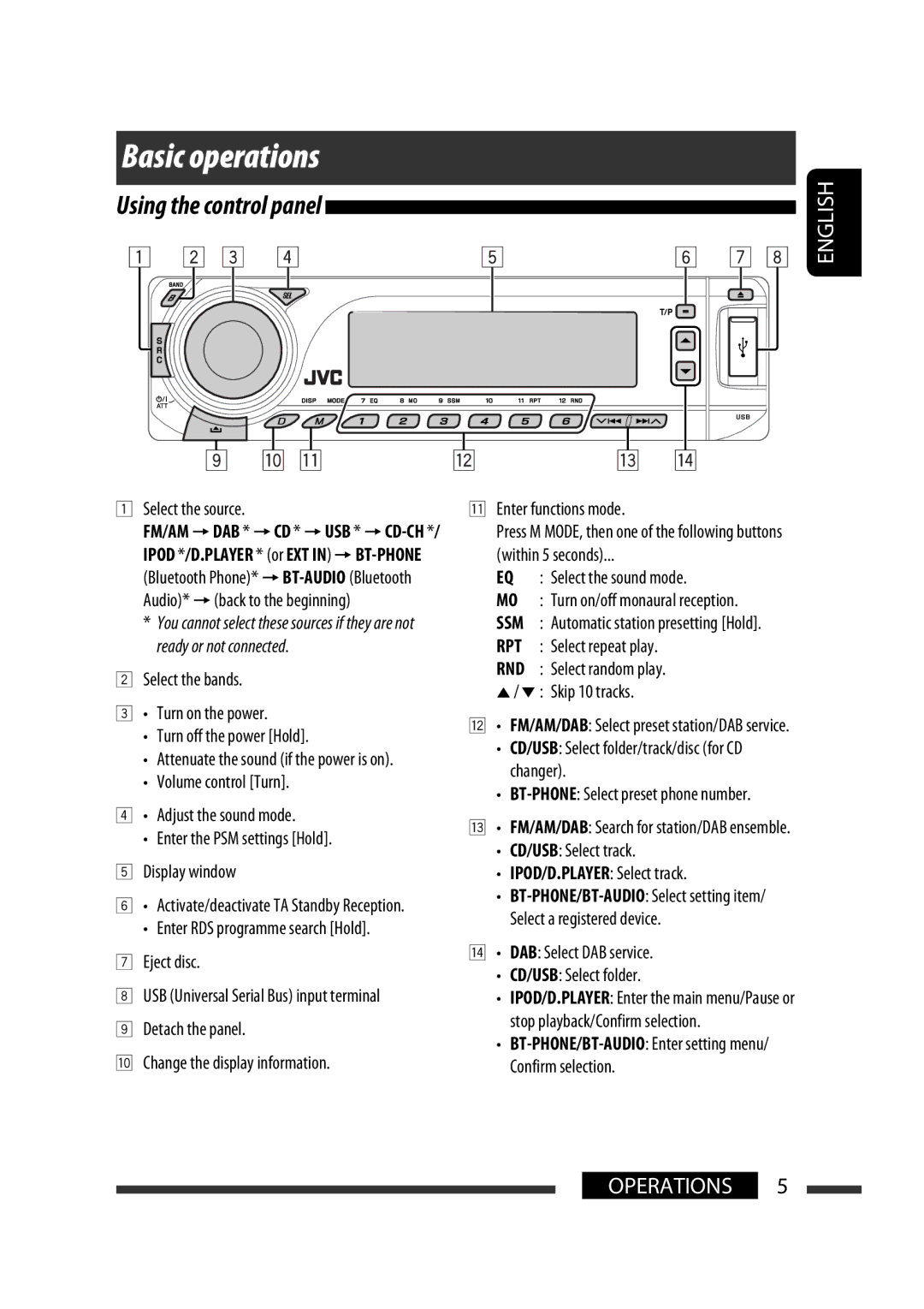 JVC KD-G731 manual Basic operations 