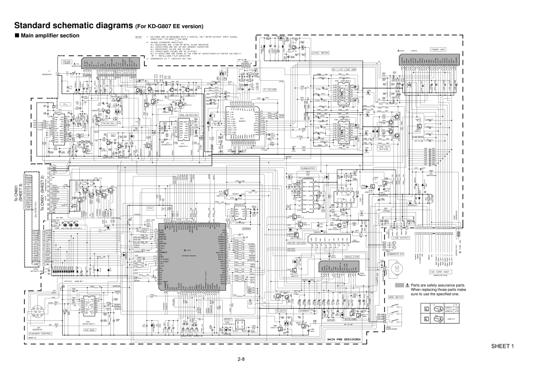 JVC KD-G801 service manual Standard schematic diagrams For KD-G807EE version, Main amplifier section, Sheet, CN501 