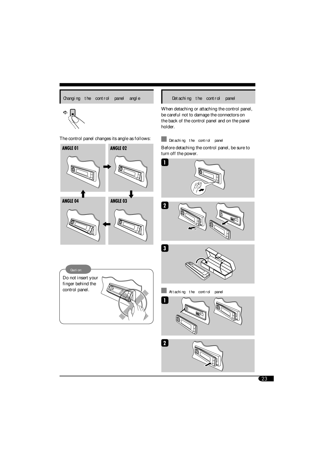 JVC KD-G814 manual Detaching the control panel, Attaching the control panel 