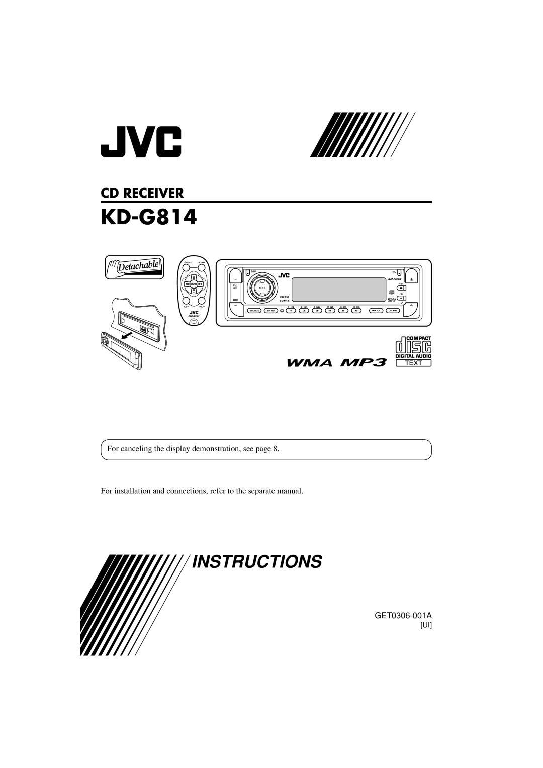 JVC KD-G814 manual Cd Receiver, Instructions 