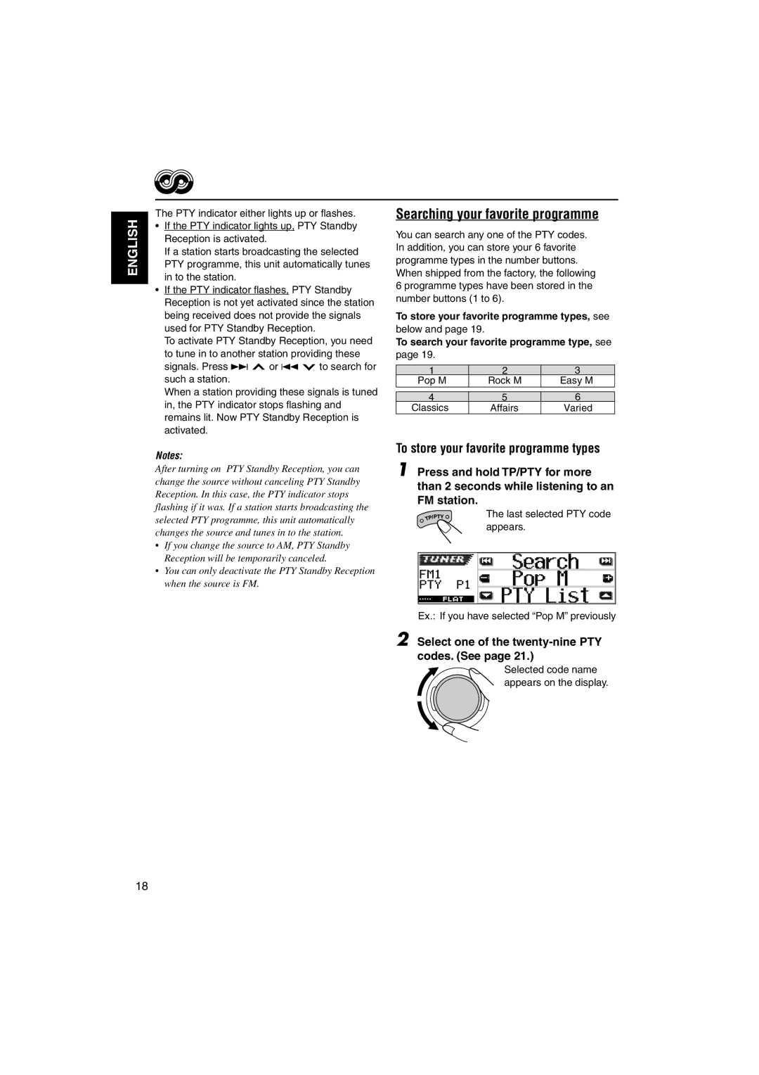 JVC KD-LH1101 manual Searching your favorite programme, To store your favorite programme types 