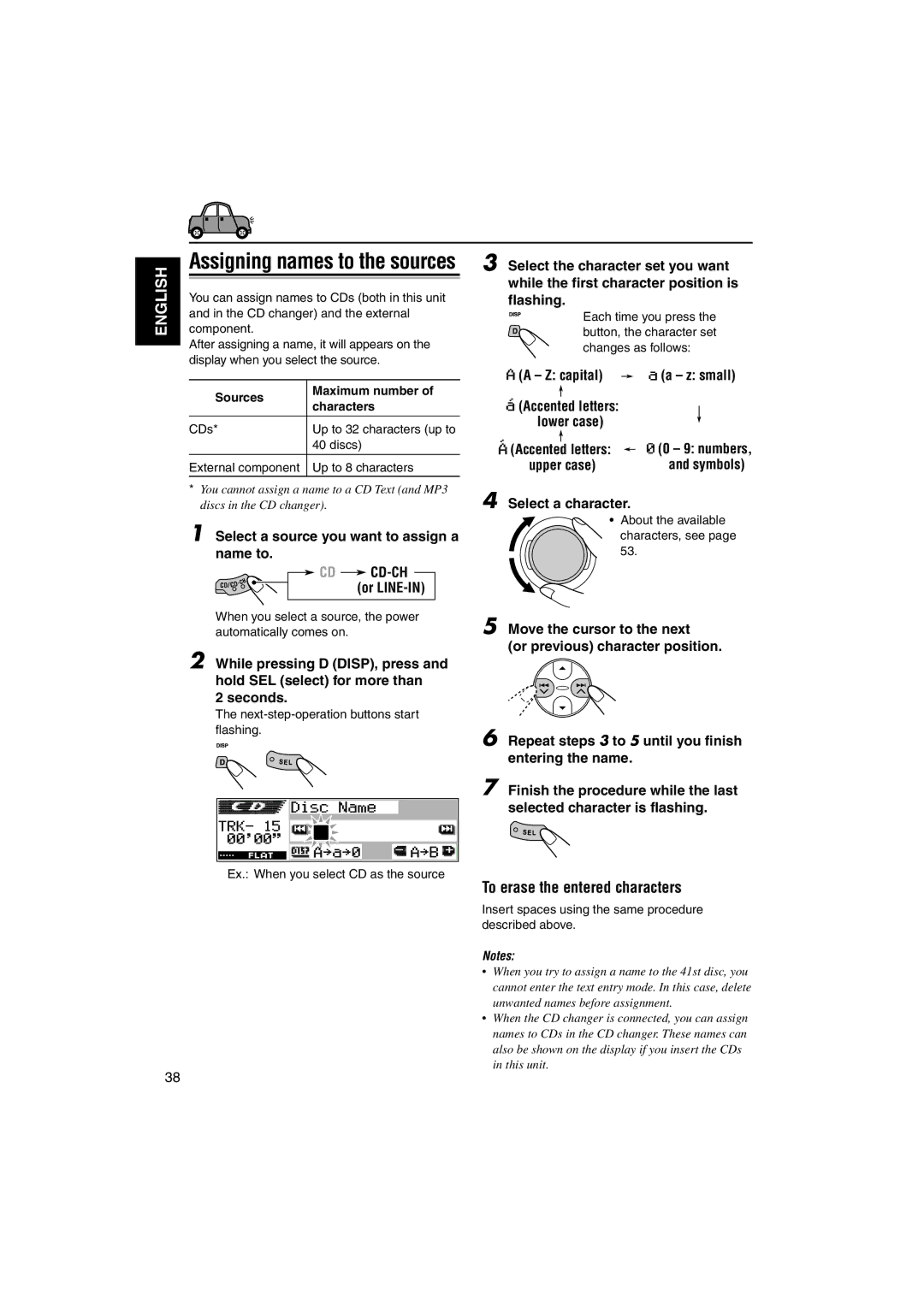 JVC KD-LH1101 manual To erase the entered characters, Capital Small Accented letters Lower case, Letters Upper case 