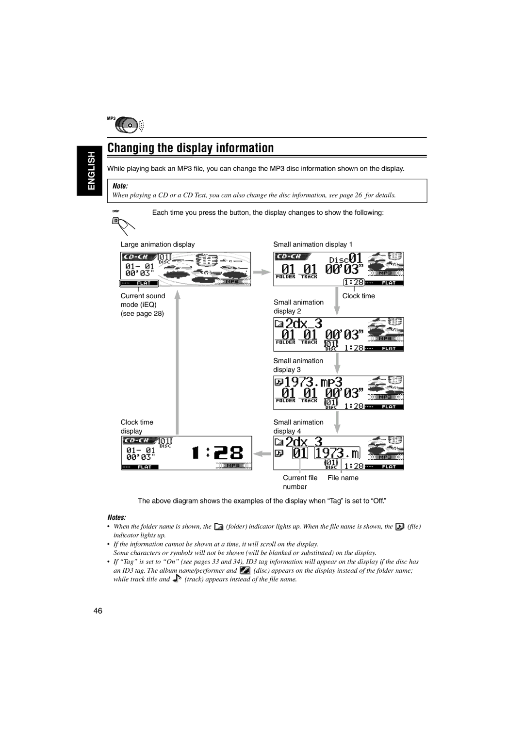 JVC KD-LH1101 manual Changing the display information 