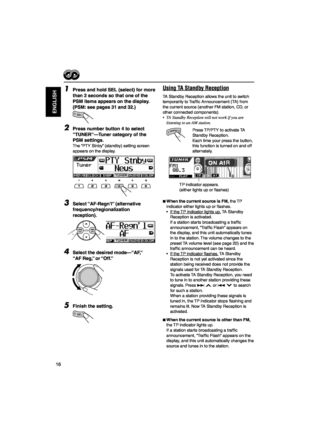 JVC KD-LH1101 manual Using TA Standby Reception, English, Finish the setting 