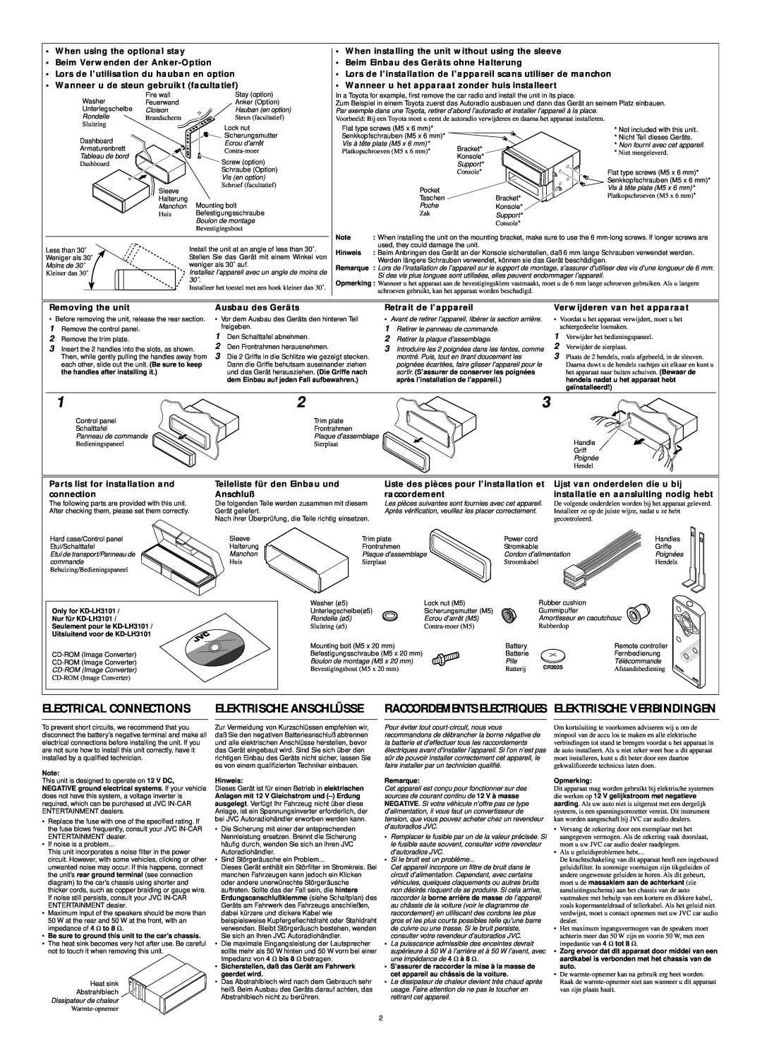 JVC KD-LH1101 manual Electrical Connections 