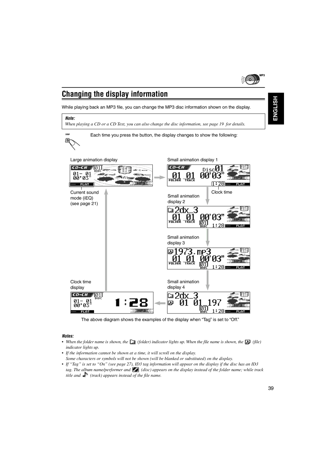 JVC KD-LH1100, KD-LH1150 manual Changing the display information 