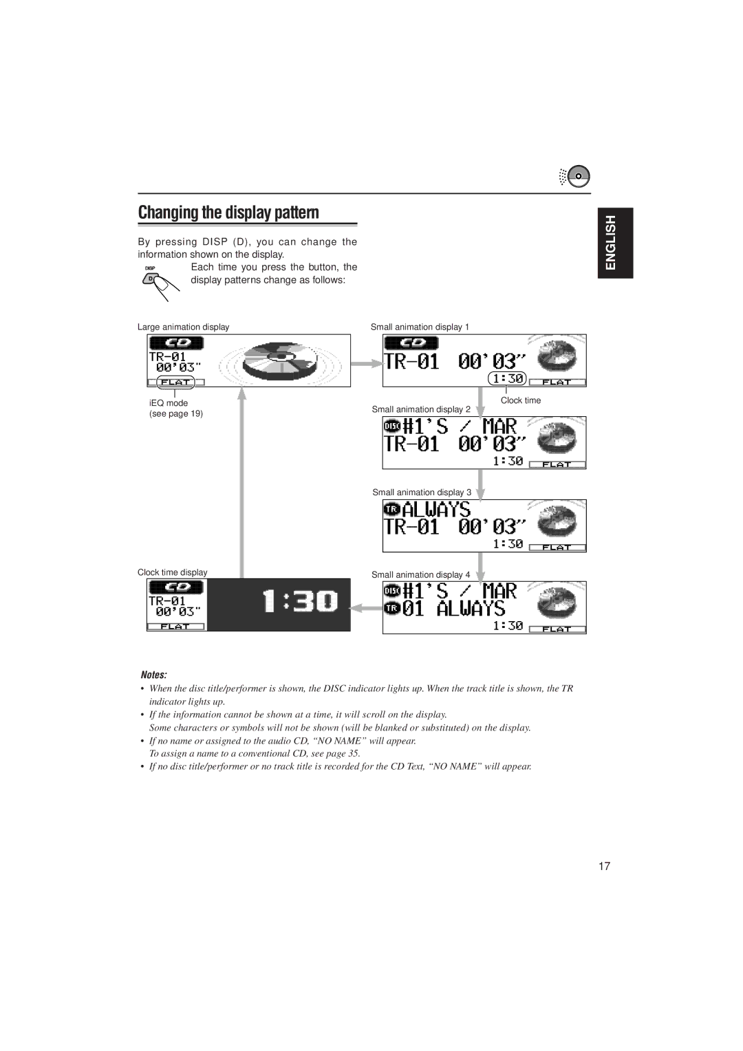 JVC KD-LH2000 manual Changing the display pattern 