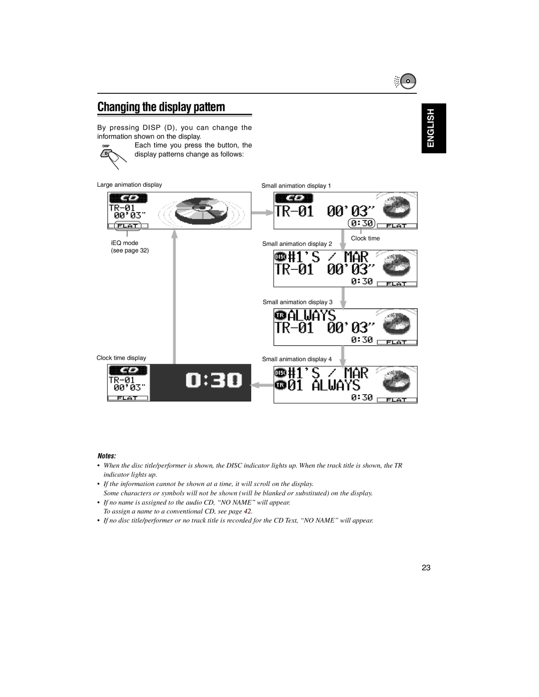 JVC KD-LH2000R manual Changing the display pattern 