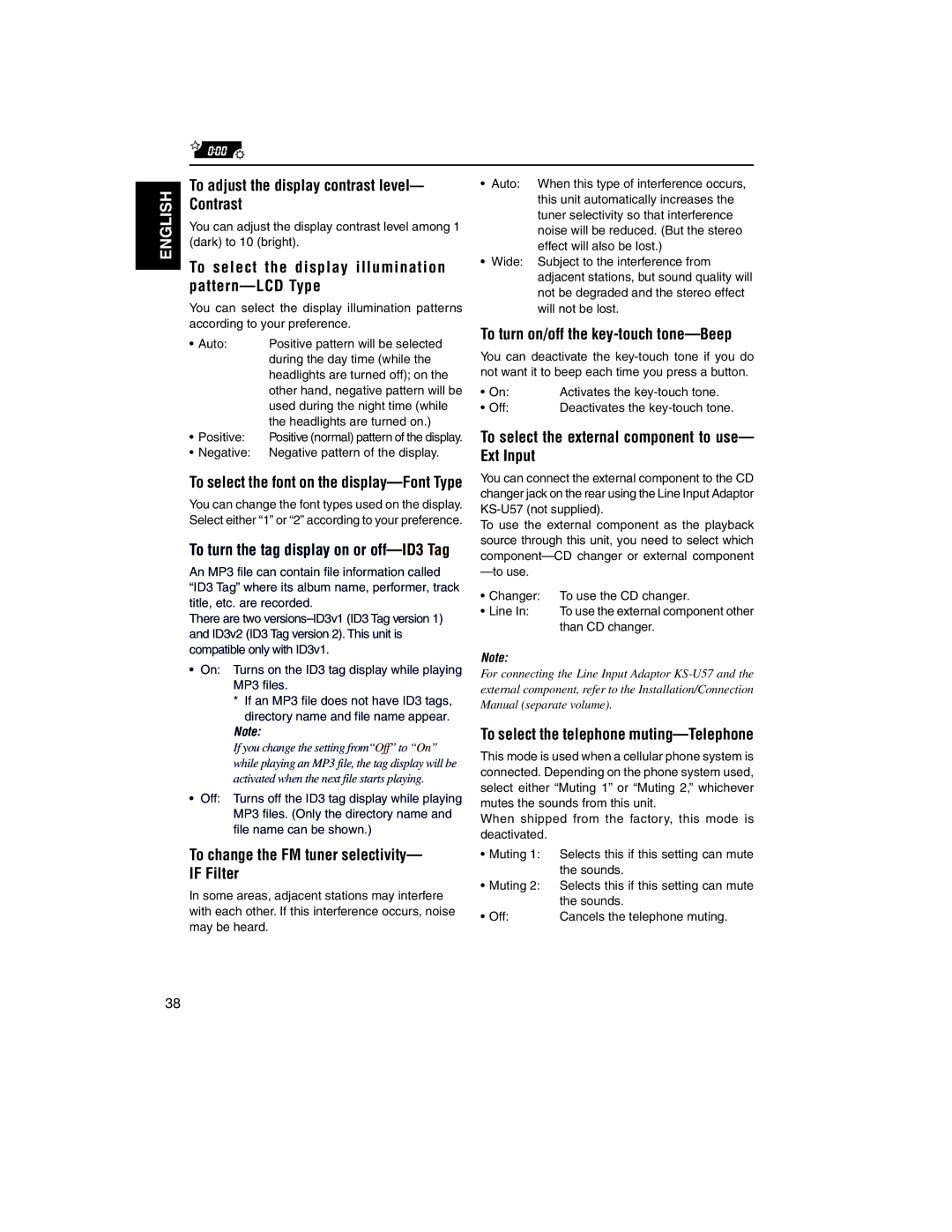 JVC KD-LH2000R manual To adjust the display contrast level- Contrast, To select the display illumination pattern-LCD Type 