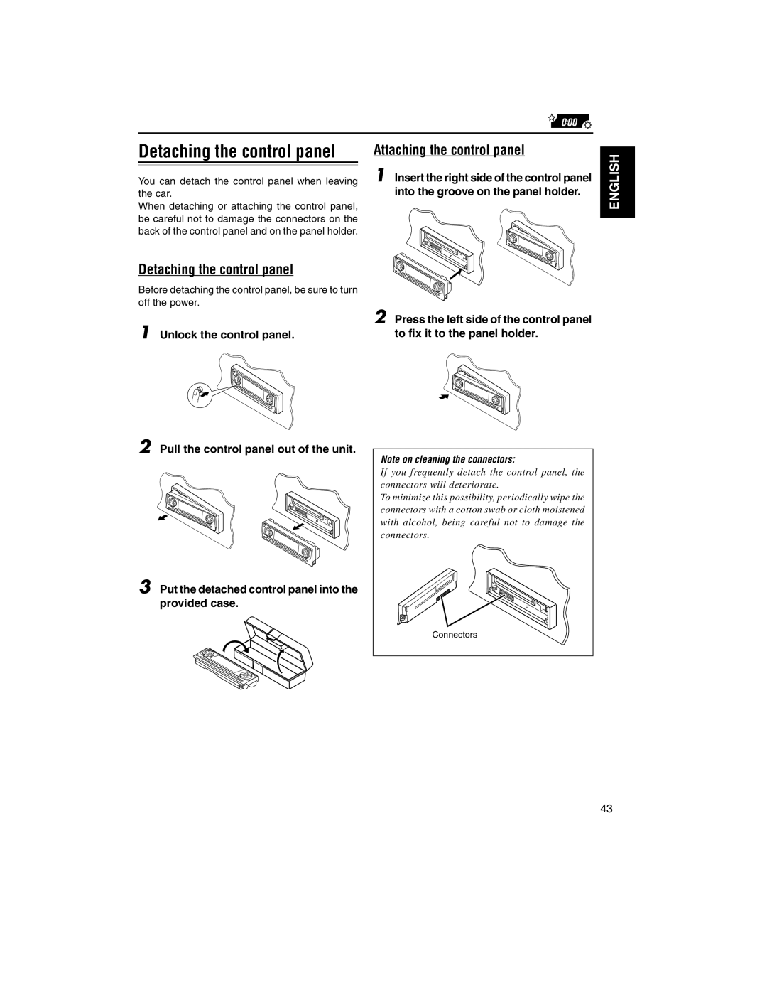 JVC KD-LH2000R manual Detaching the control panel, Attaching the control panel 