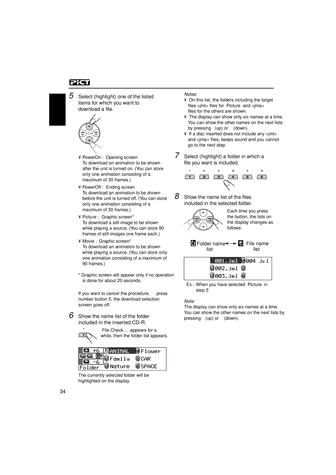 JVC KD-LH3100, KD-LH3150 manual File name, List, Number button 5, the download selection Screen goes off 