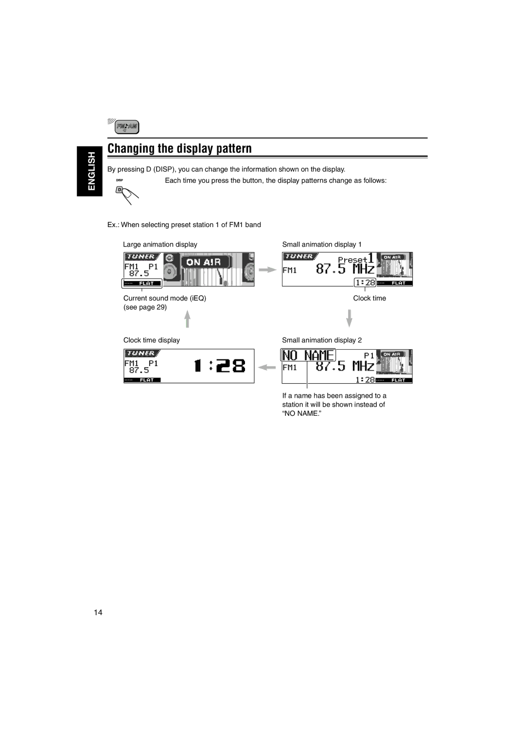 JVC KD-LH3105 manual Changing the display pattern 