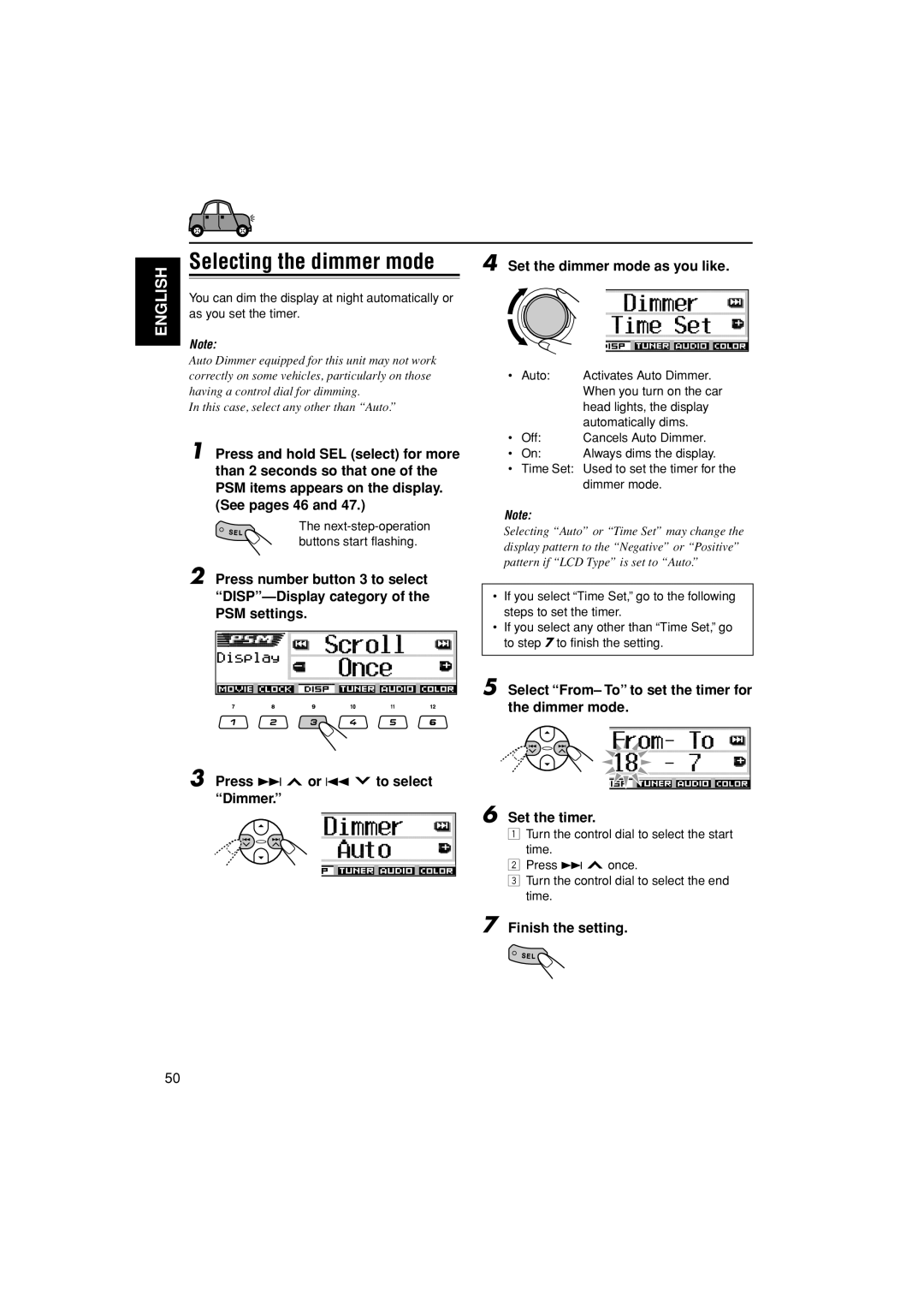 JVC KD-LH401 service manual Set the dimmer mode as you like 