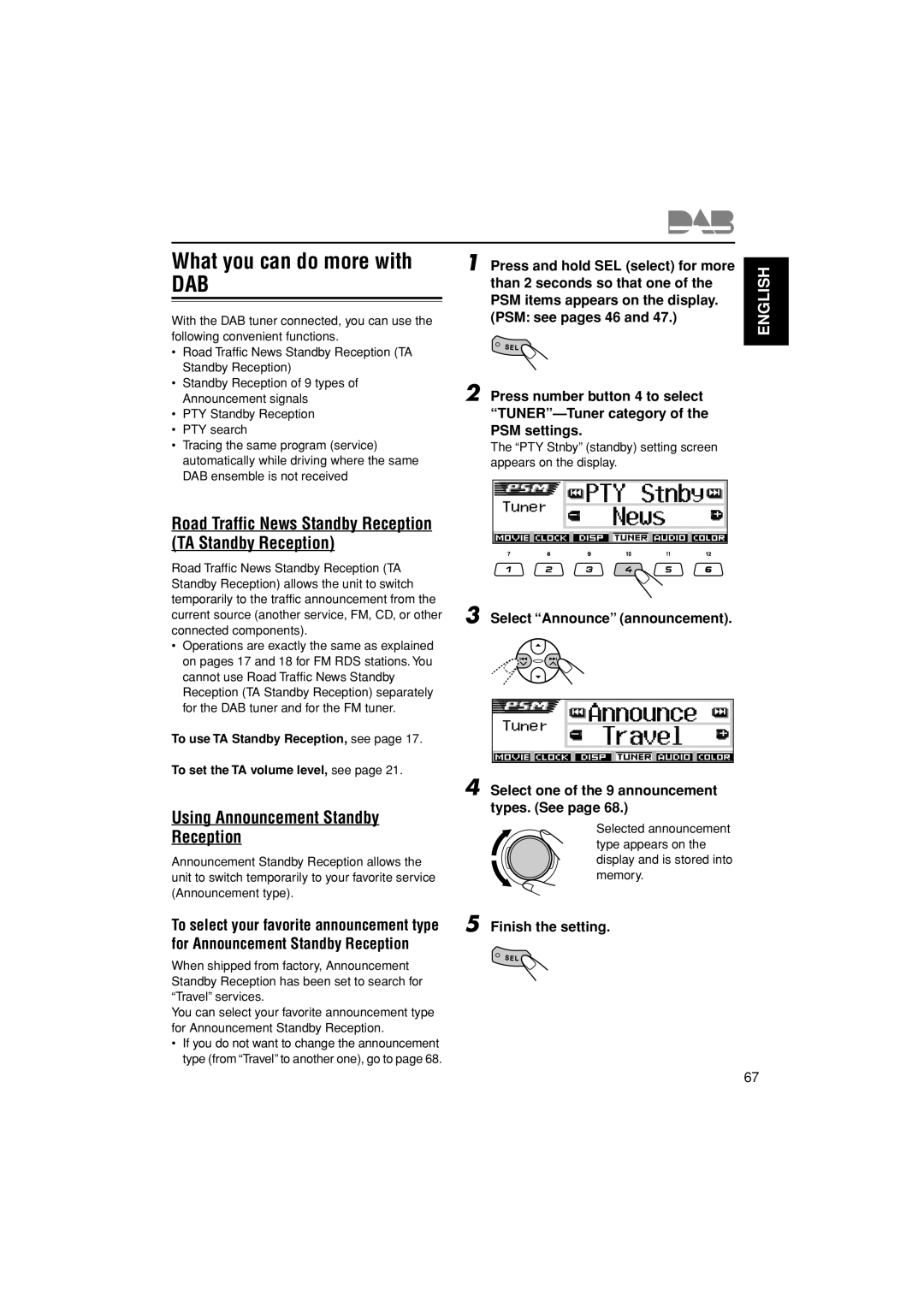 JVC KD-LH401 What you can do more with, Using Announcement Standby Reception, For Announcement Standby Reception 