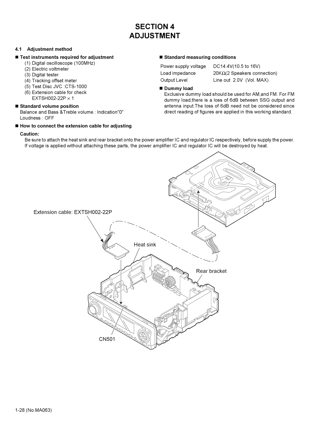 JVC KD-LH401 service manual „ Standard volume position, „ Dummy load 