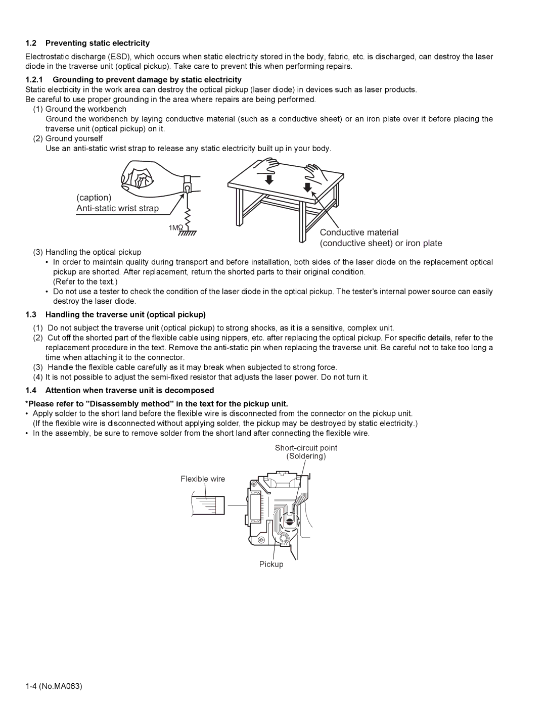 JVC KD-LH401 service manual Preventing static electricity, Grounding to prevent damage by static electricity 