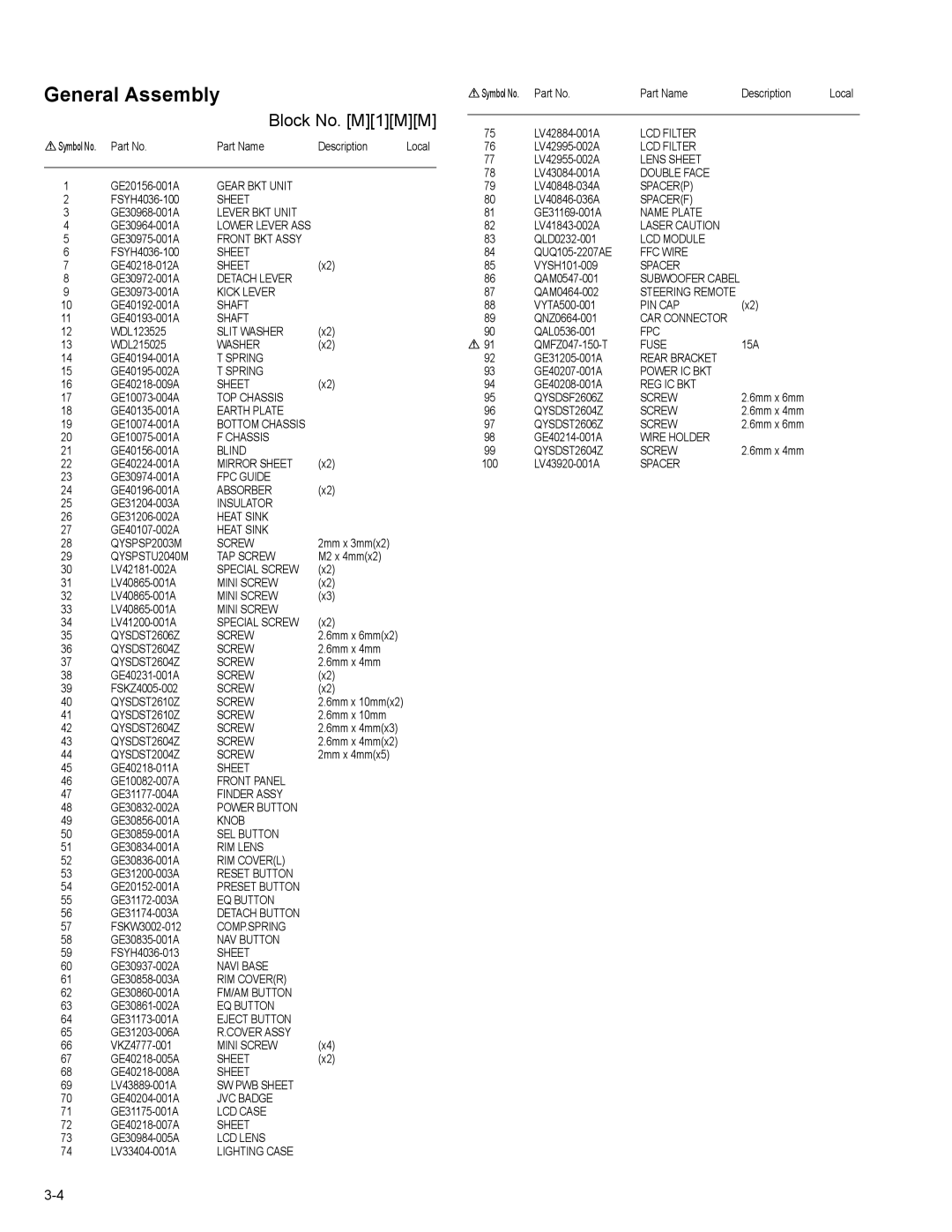 JVC KD-LH401 service manual General Assembly 