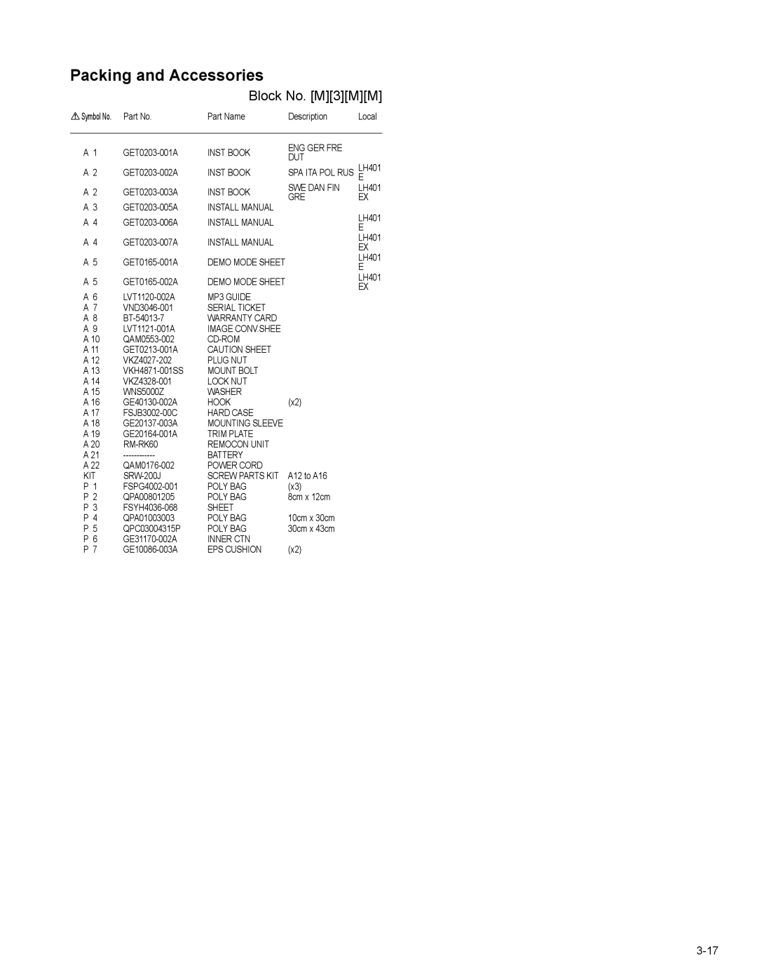 JVC KD-LH401 service manual Packing and Accessories 