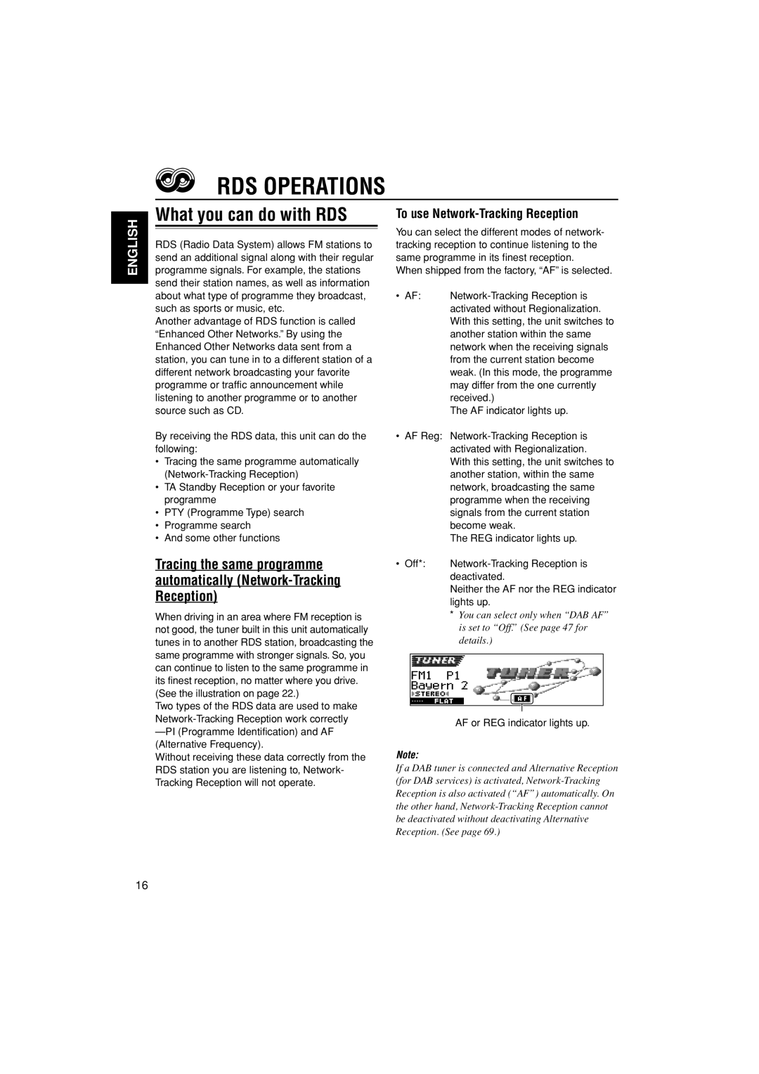 JVC KD-LH401 service manual RDS Operations, What you can do with RDS, To use Network-Tracking Reception 