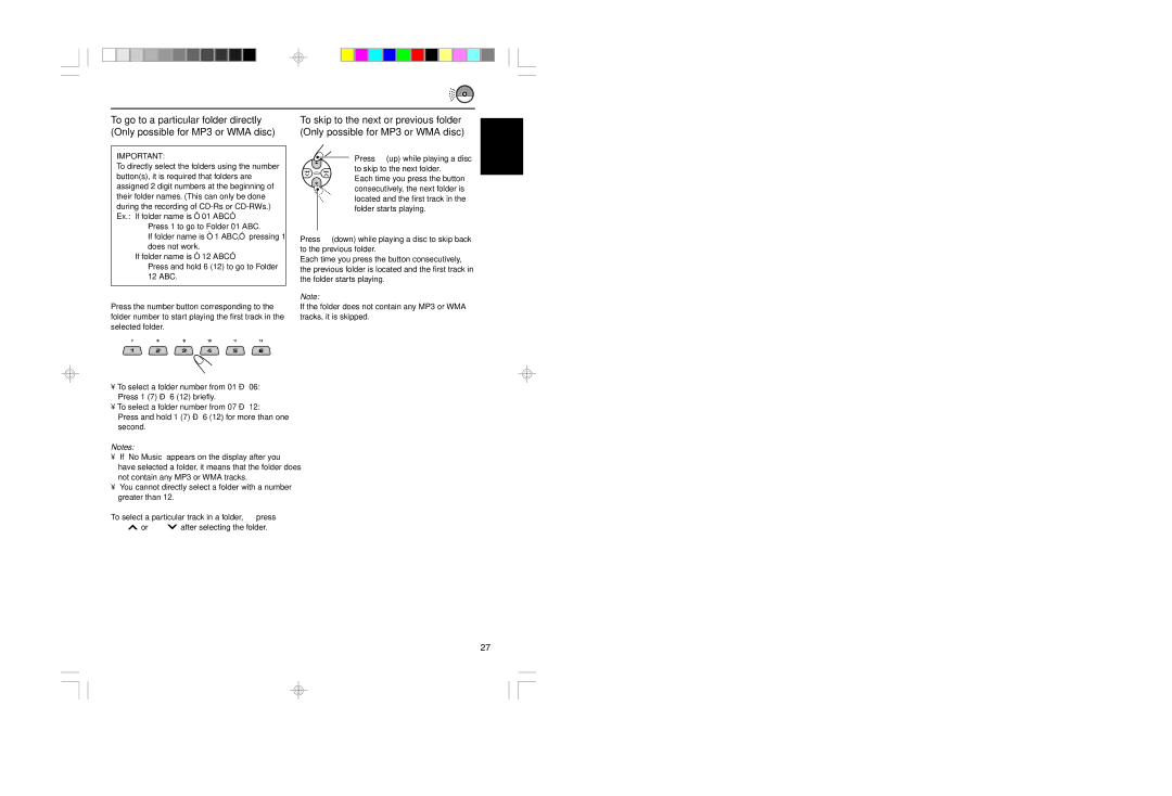 JVC KD-LH401 service manual To select a particular track in a folder, press, ¢ or 4 after selecting the folder 