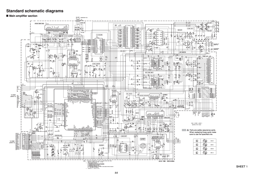 JVC KD-LH401 service manual Standard schematic diagrams, Main amplifier section, Sheet, To CN50147K SHEET, To CN801 