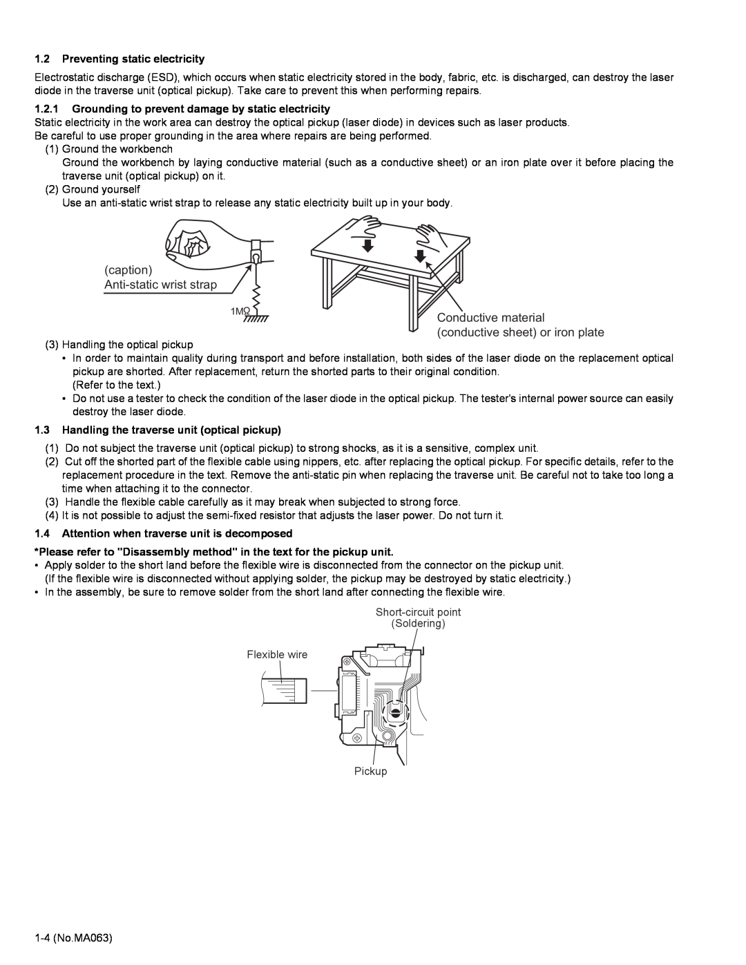 JVC KD-LH401 service manual Preventing static electricity, Grounding to prevent damage by static electricity 
