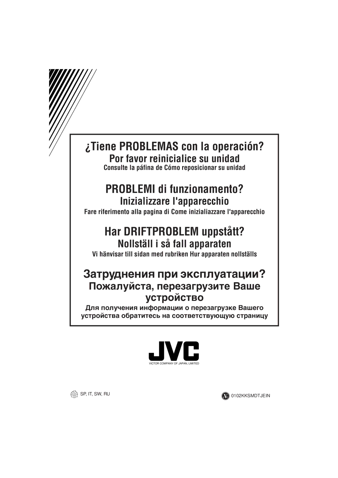 JVC KD-LH5R manual Har Driftproblem uppstått? 